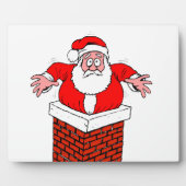 cartoon Santa Claus zit vast in de schoorsteen Fotoplaat (Voorkant)