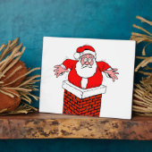 cartoon Santa Claus zit vast in de schoorsteen Fotoplaat (Zijkant)