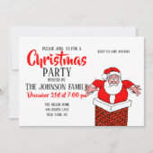 Cartoon Santa Claus zit vast in de schoorsteen Kaart (Voorkant)