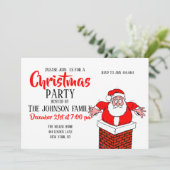 Cartoon Santa Claus zit vast in de schoorsteen Kaart (Staand voorkant)