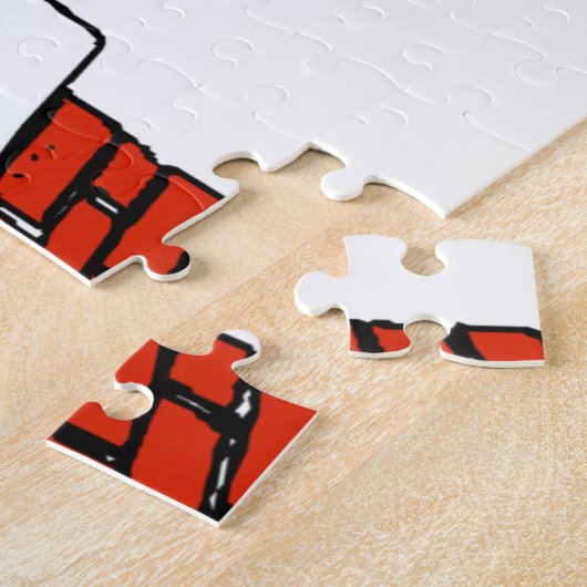 cartoon Santa Claus zit vast in de schoorsteen Legpuzzel (Zijkant)