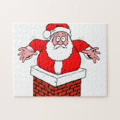 cartoon Santa Claus zit vast in de schoorsteen Legpuzzel (Horizontaal)