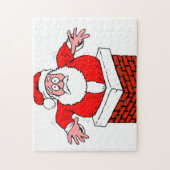 cartoon Santa Claus zit vast in de schoorsteen Legpuzzel (Verticaal)