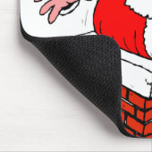 cartoon Santa Claus zit vast in de schoorsteen Muismat (Hoek)