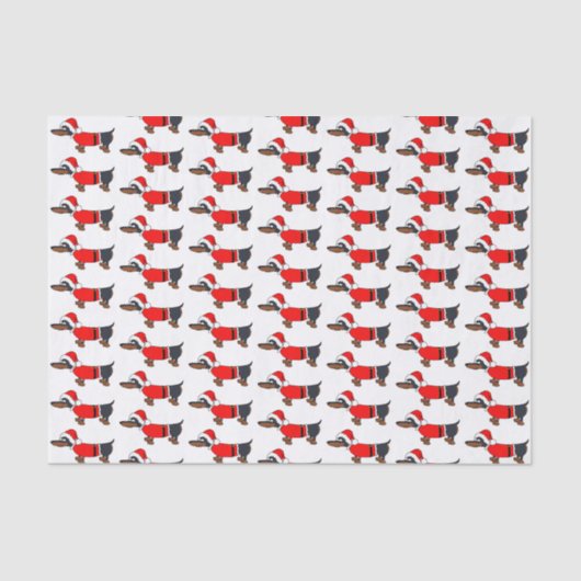 Cartoon Santa Dachshund Dog-kerstpapier Tissuepapier (Voorkant)
