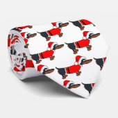 Cartoon Santa Dachshund Dog kerstStropdas Stropdas (Opgerold)