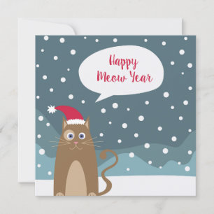 Cartoon santa kat in sneeuwvlokken , gelukkig nieu