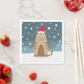 Cartoon santa kitten in sneeuwbos servet (Insitu)