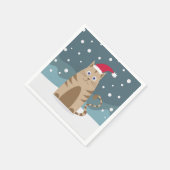 Cartoon santa kitten in sneeuwbos servet (Hoek)