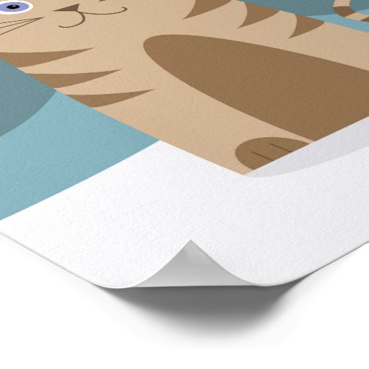 Cartoon santa kitten in sneeuwxmas landschap poster (Hoek)