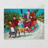  Cartoon Santa met Birch Sticks Briefkaart (Voorkant)