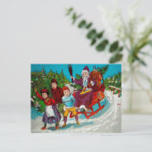  Cartoon Santa met Birch Sticks Briefkaart (Staand voorkant)