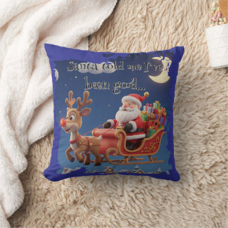 Cartoon Santa Sleigh Winter Throw Pillow Kussen
