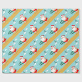 Cartoon Santa-strand Cadeaupapier (Vlak)