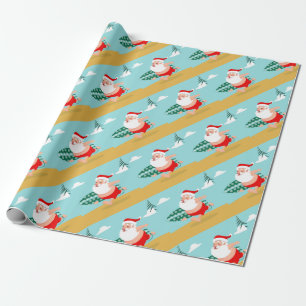 Cartoon Santa-strand Cadeaupapier