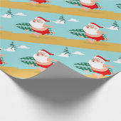Cartoon Santa-strand Cadeaupapier (Hoek)