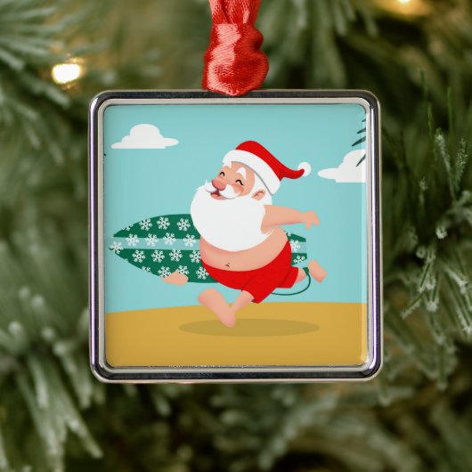 Cartoon Santa-strand Metalen Ornament (Boom)