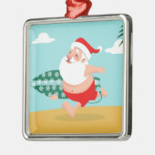 Cartoon Santa-strand Metalen Ornament (Links)