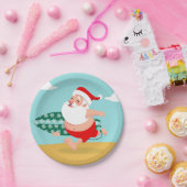 Cartoon Santa-strand Papieren Bordje (Feest)