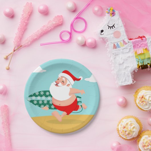 Cartoon Santa-strand Papieren Bordje (Feest)