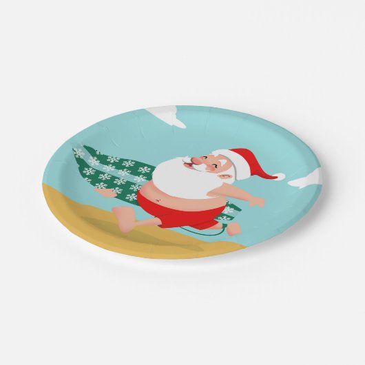 Cartoon Santa-strand Papieren Bordje (Gekanteld)