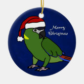 Cartoon Santa Yellow Collared Macaw Ornament (Voorkant)