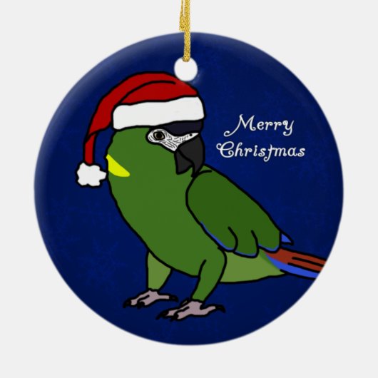 Cartoon Santa Yellow Collared Macaw Ornament (Achterkant)