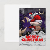 Cartoon Santa zittend op de schoorsteen Bedankkaart (Voorkant / Achterkant)