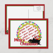 Cartoon Santa's Sleigh Ride Photo Frame Feestdagenkaart (Voorkant / Achterkant)