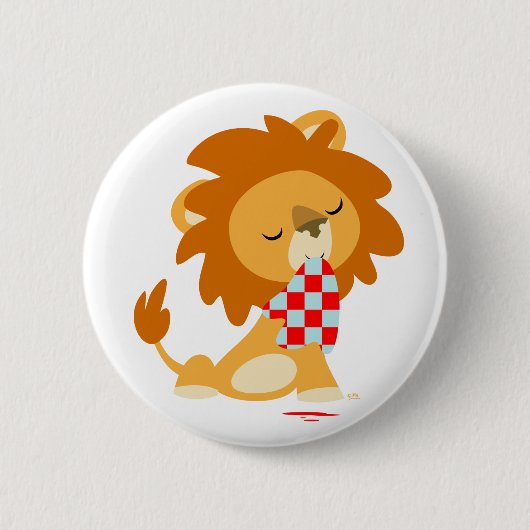 Cartoon Satiated Lion-knoopbadge Ronde Button 5,7 Cm (Voorkant)