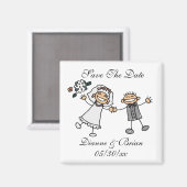 Cartoon Save the Date Custom Names Bride Groom Mag Magneet (Voorkant / Achterkant)