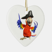 Cartoon Scarlet Macaw Pirate Parrot Keramisch Ornament (Rechts)