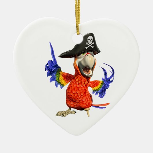 Cartoon Scarlet Macaw Pirate Parrot Keramisch Ornament (Voorkant)