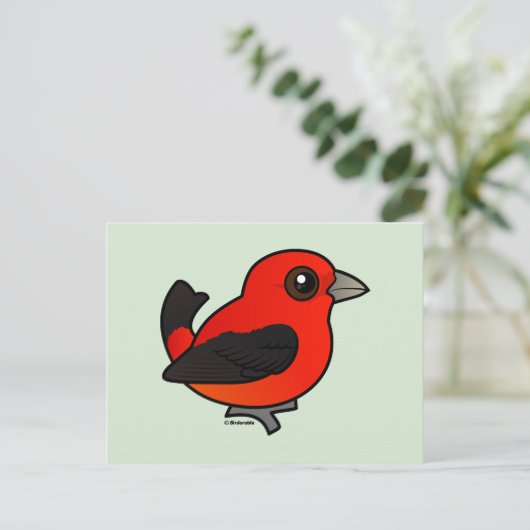 Cartoon Scarlet Tanager Briefkaart (Staand voorkant)