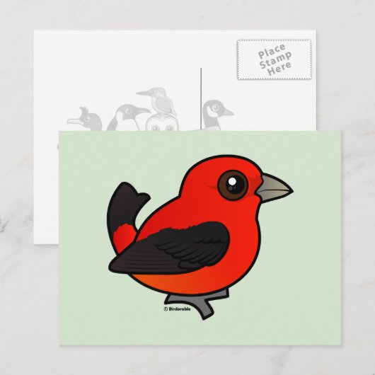 Cartoon Scarlet Tanager Briefkaart (Voorkant / Achterkant)