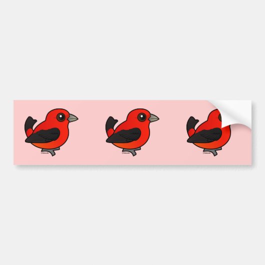 Cartoon Scarlet Tanager Bumpersticker (Voorkant)