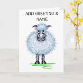 Cartoon Schaap Kaart (Gele Bloem)