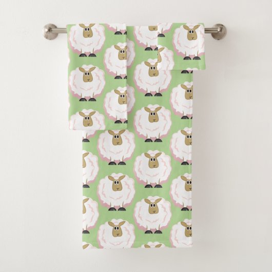 Cartoon schapenkoppel bad handdoek (Insitu)