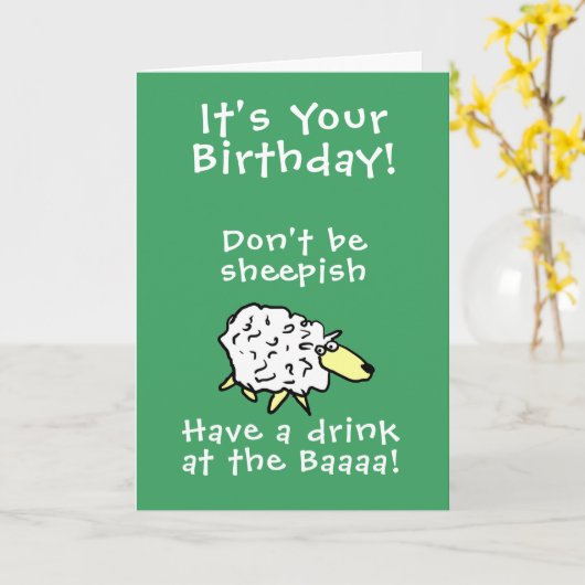 Cartoon schapenontwerp kaart (Gele Bloem)