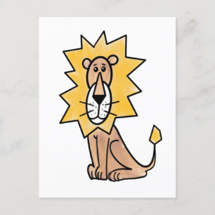 cartoon schattig leeuw kinderen retro safari jungl briefkaart