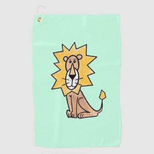 cartoon schattig leeuw kinderen retro safari jungl golfhanddoek