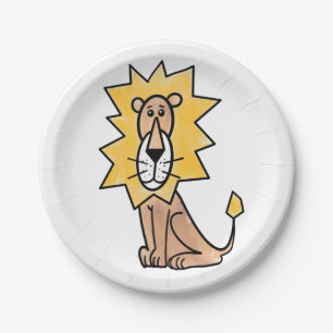 cartoon schattig leeuw kinderen retro safari jungl papieren bordje