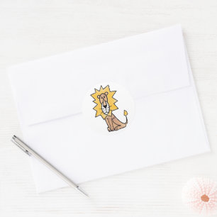 cartoon schattig leeuw kinderen retro safari jungl ronde sticker