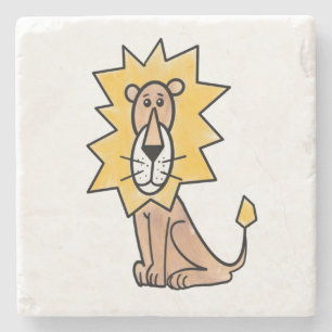 cartoon schattig leeuw kinderen retro safari jungl stenen onderzetter