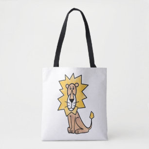 cartoon schattig leeuw kinderen retro safari jungl tote bag