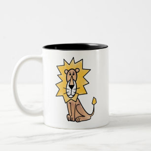 cartoon schattig leeuw kinderen retro safari jungl tweekleurige koffiemok