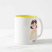 Cartoon schattig meisje aangepaste naam tweekleurige koffiemok (Voorkant rechts)