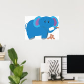 Cartoon schattige baby-olifant met pinda's poster (Thuiskantoor)