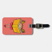 Cartoon schattige Girl-boekworm Bagagelabel (Voorkant horizontaal)