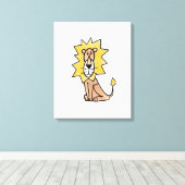 cartoon schattige leeuw kinder retro safari oerwou canvas afdruk (Insitu (Houten vloer))
